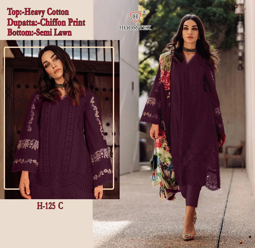 Hoor Tex H-125 Heavy Cotton Wholesale Pakistani Salwar Suit Catalog — Wholesale Salwar Suits, hoor Tex wholesale from Surat - Gallery Image 9